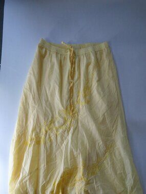 Vintage MetroWear Yellow Embroidered Maxi Skirt Size Large